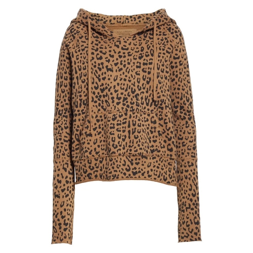 Nili Lotan Hoodie Distress Janie Leopard Animal Print XS